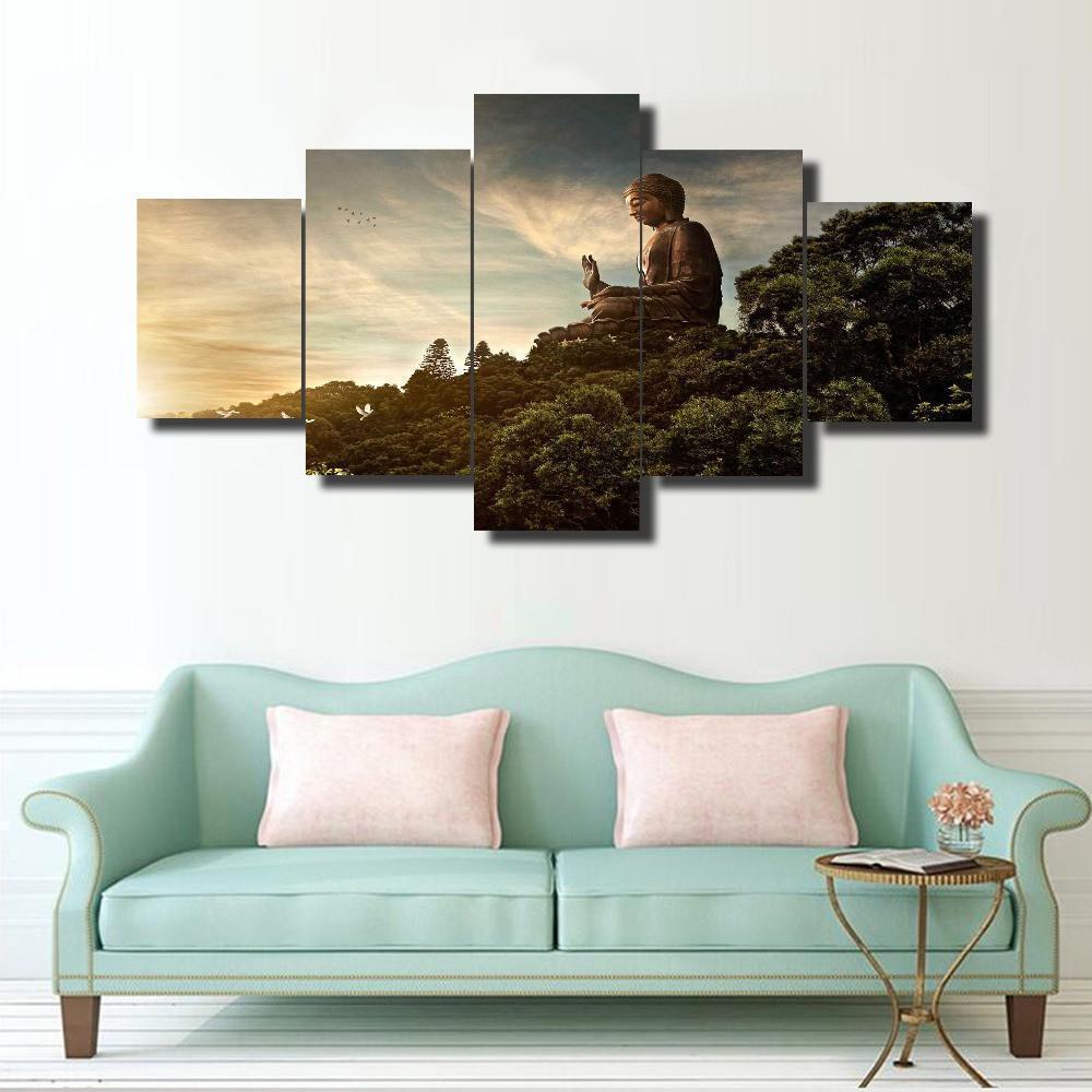 Buddha In Nature Religion Canvas Wall Art
