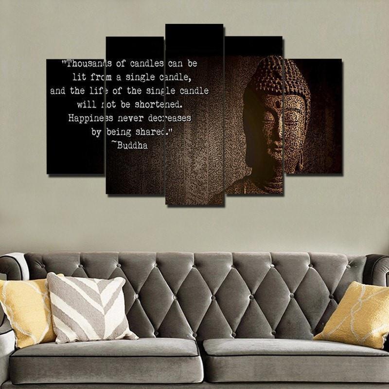 Buddha "Spread Happiness" Religion Canvas Wall Art