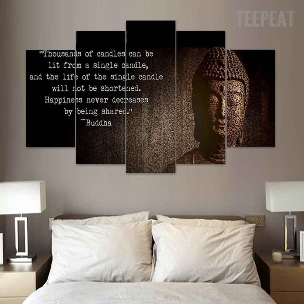 Buddha "Spread Happiness" Religion Canvas Wall Art