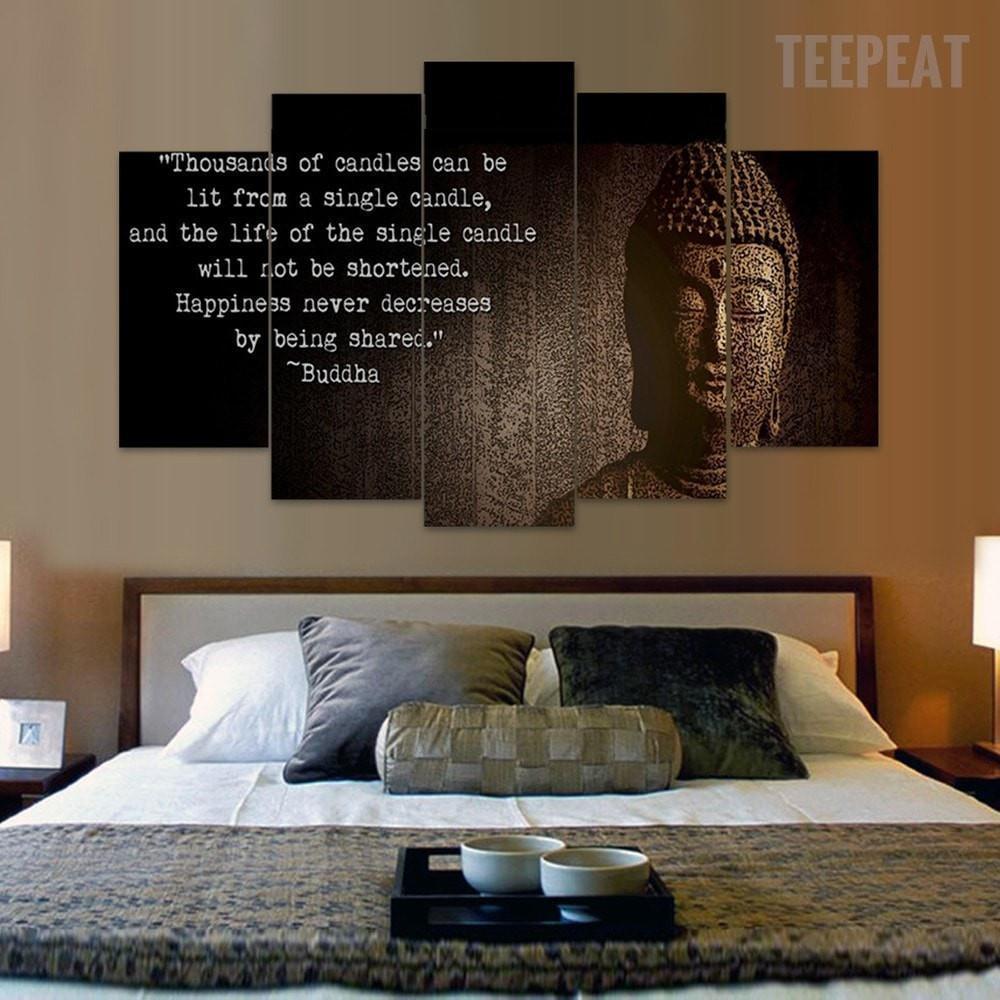 Buddha "Spread Happiness" Religion Canvas Wall Art