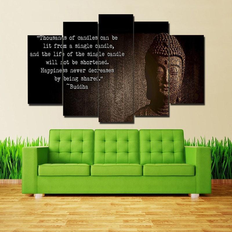 Buddha "Spread Happiness" Religion Canvas Wall Art
