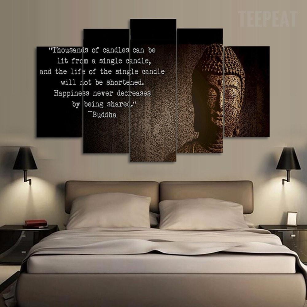 Buddha "Spread Happiness" Religion Canvas Wall Art