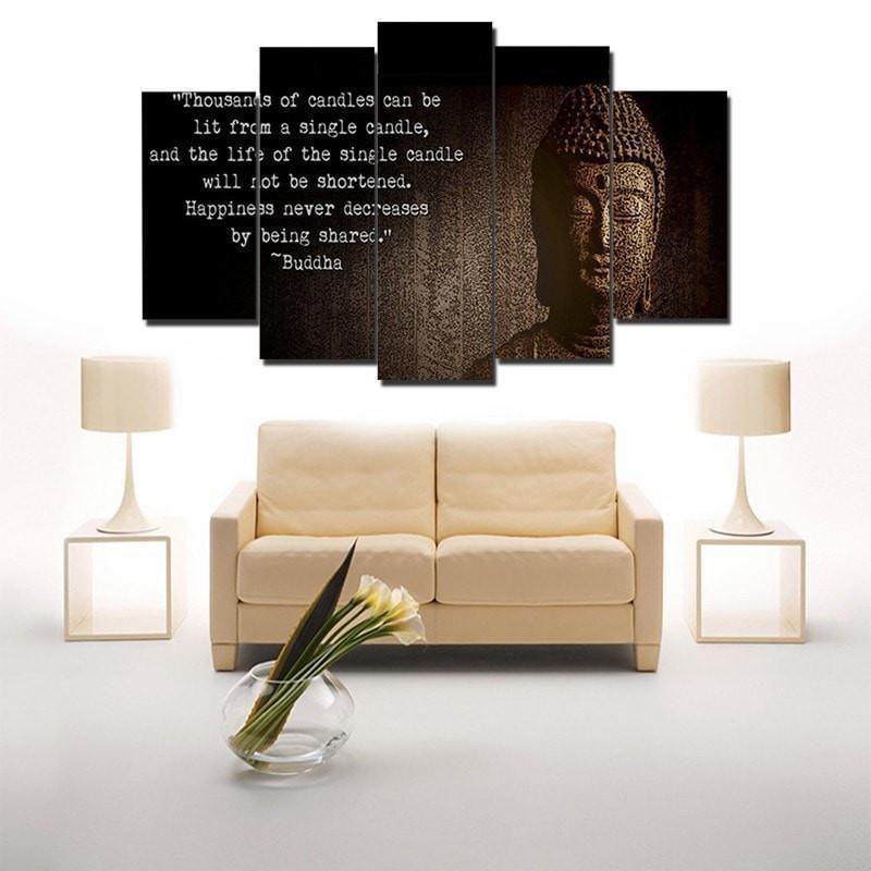 Buddha "Spread Happiness" Religion Canvas Wall Art