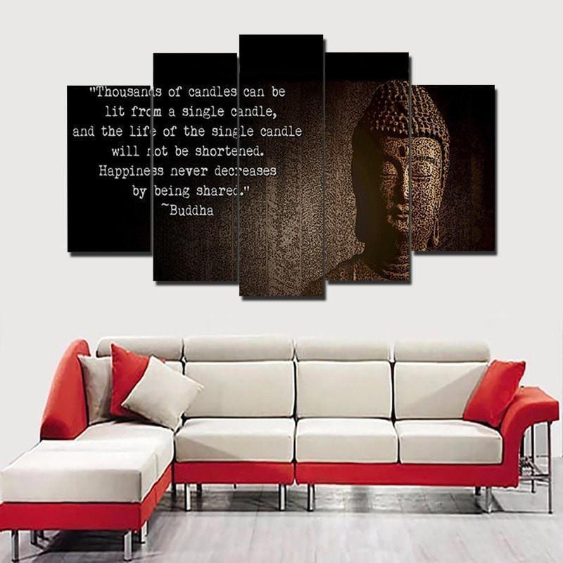 Buddha "Spread Happiness" Religion Canvas Wall Art