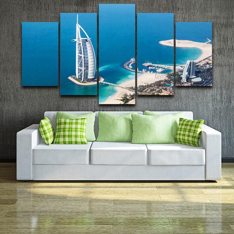 Burj Al Arab Seawings Dubai Blue Sea View Nature Canvas Wall Art