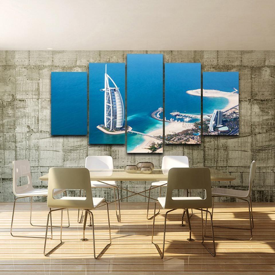 Burj Al Arab Seawings Dubai Blue Sea View Nature Canvas Wall Art