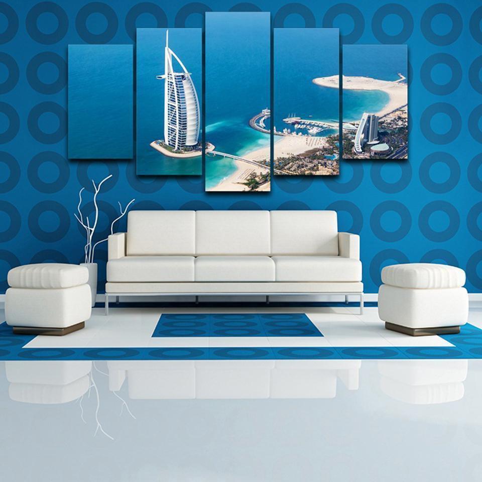 Burj Al Arab Seawings Dubai Blue Sea View Nature Canvas Wall Art