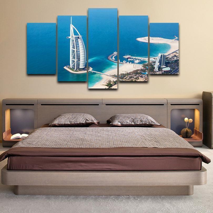 Burj Al Arab Seawings Dubai Blue Sea View Nature Canvas Wall Art