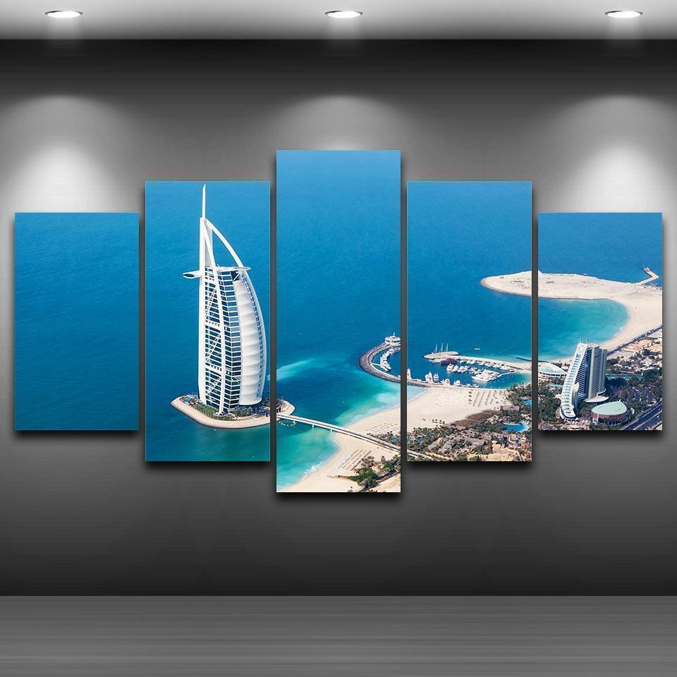Burj Al Arab Seawings Dubai Blue Sea View Nature Canvas Wall Art