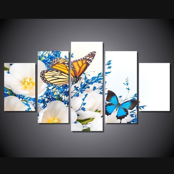 Butterflies Butterfly And Flowers Animal Canvas Wall Art