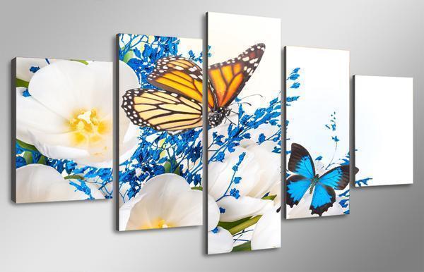 Butterflies Butterfly And Flowers Animal Canvas Wall Art