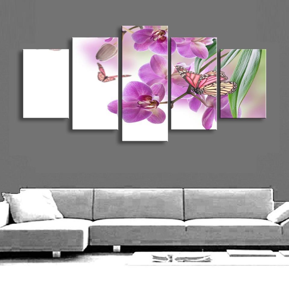 Butterflies Violet Flowers Nature Canvas Wall Art