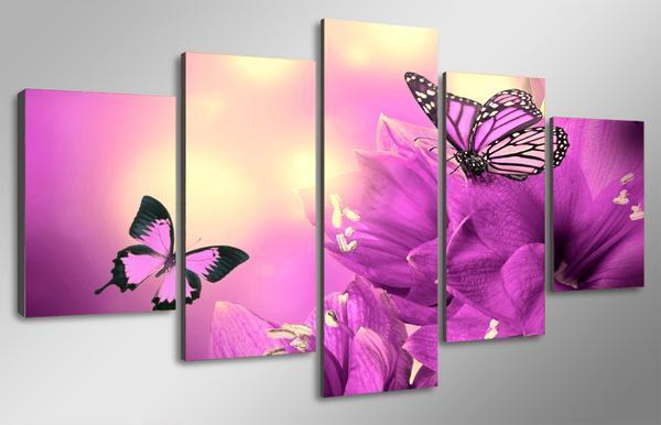 Butterfly Flower Purple Violet Animal Canvas Wall Art