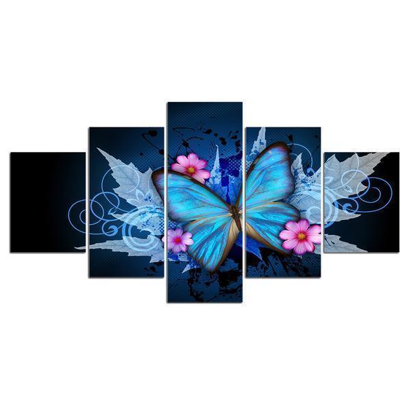 Butterfly Leaves Autumn Flower Blossom Animal Canvas Wall Art