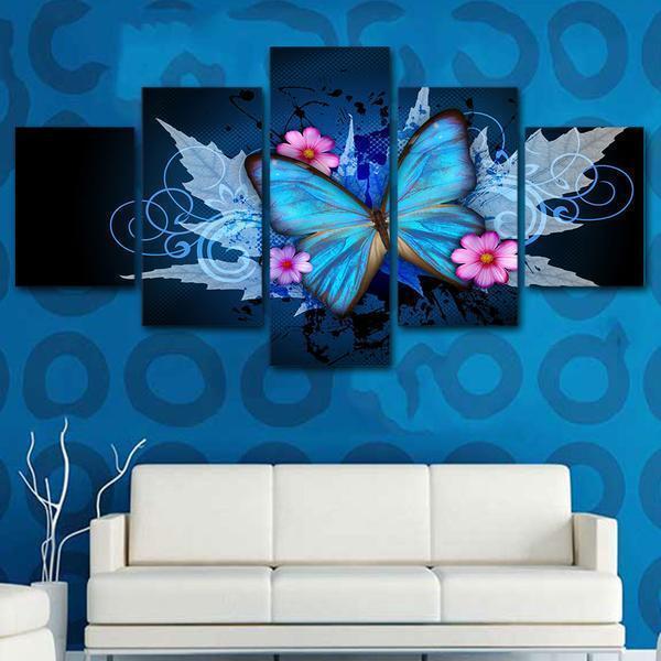 Butterfly Leaves Autumn Flower Blossom Animal Canvas Wall Art