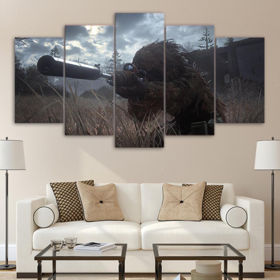 Call Of Duty Sniper Aiming Gaming Canvas Wall Art