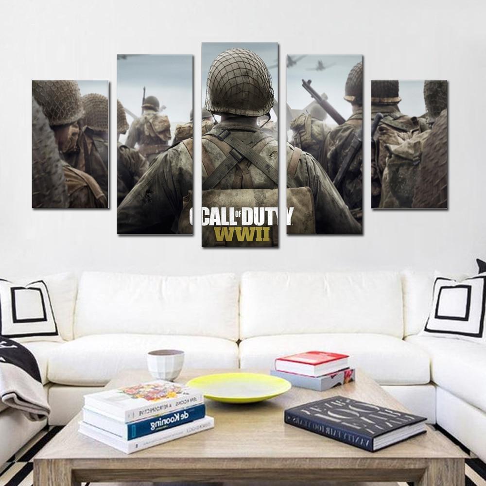 Call of Duty WWII Backs Of Soldiers Gaming Canvas Wall Art
