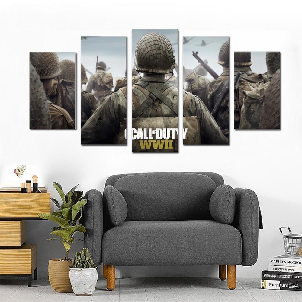 Call of Duty WWII Backs Of Soldiers Gaming Canvas Wall Art