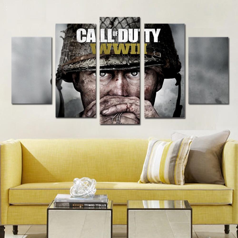 Call Of Duty WWII Soldier Face Gaming Canvas Wall Art