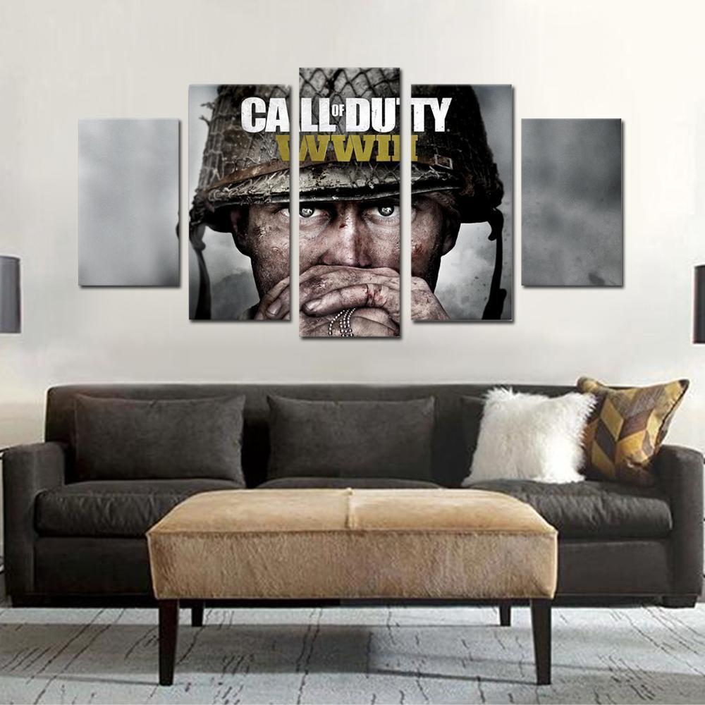 Call Of Duty WWII Soldier Face Gaming Canvas Wall Art