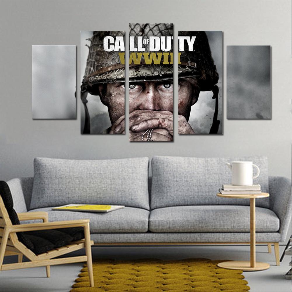 Call Of Duty WWII Soldier Face Gaming Canvas Wall Art