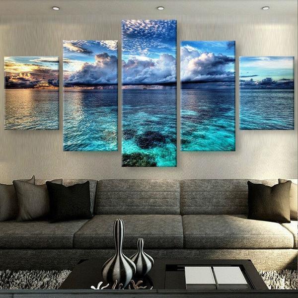 Calm Clear Water Sky Nature Canvas Wall Art