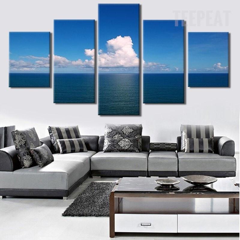Calm Sea At Noon Nature Canvas Wall Art