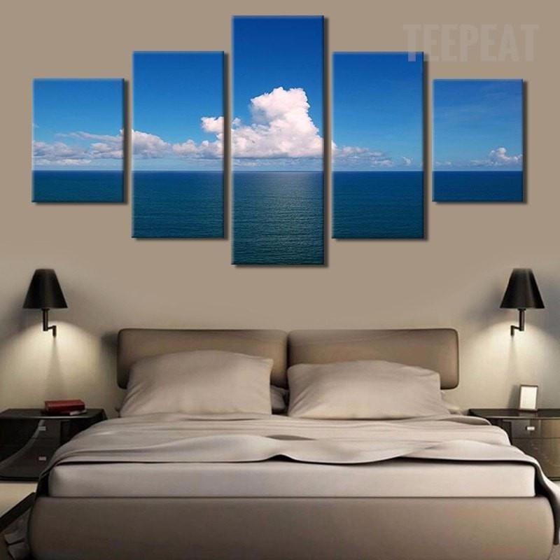 Calm Sea At Noon Nature Canvas Wall Art