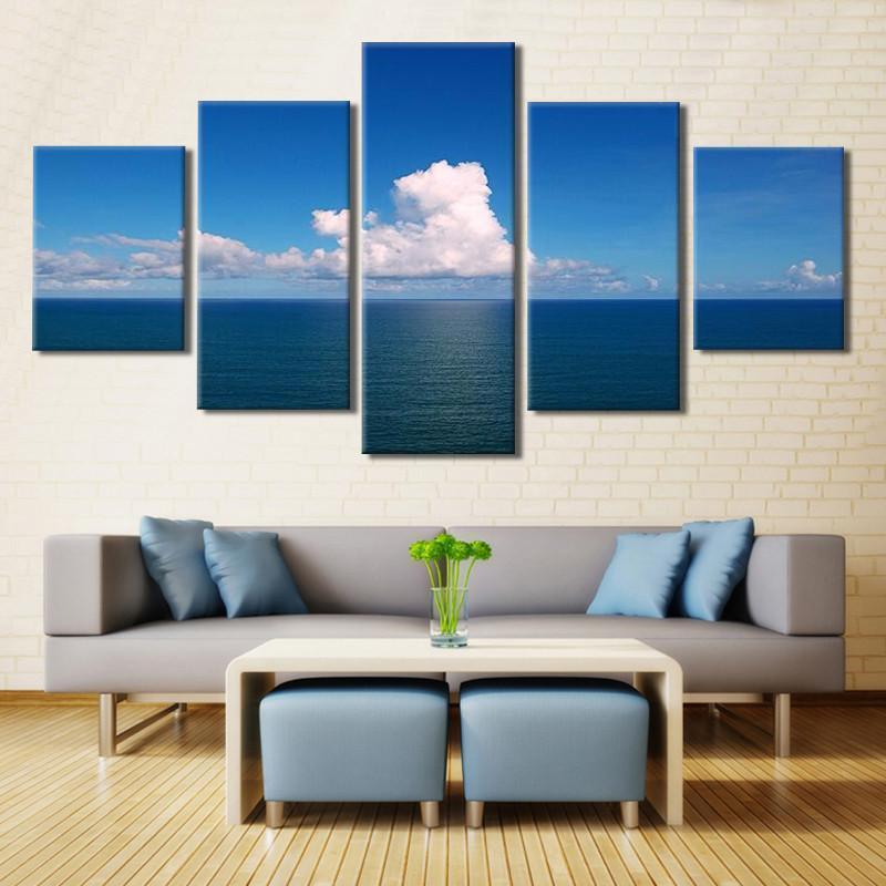 Calm Sea At Noon Nature Canvas Wall Art