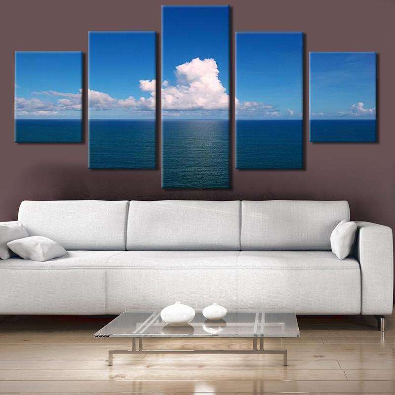 Calm Sea At Noon Nature Canvas Wall Art