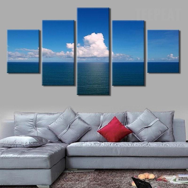 Calm Sea At Noon Nature Canvas Wall Art
