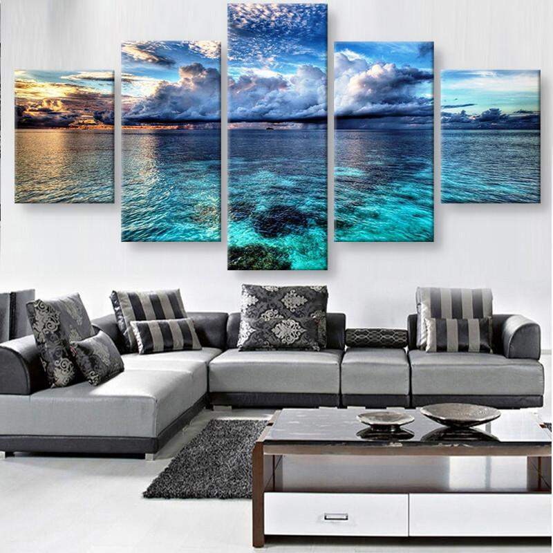 Calm Waters And Clouds 1 Nature Canvas Wall Art