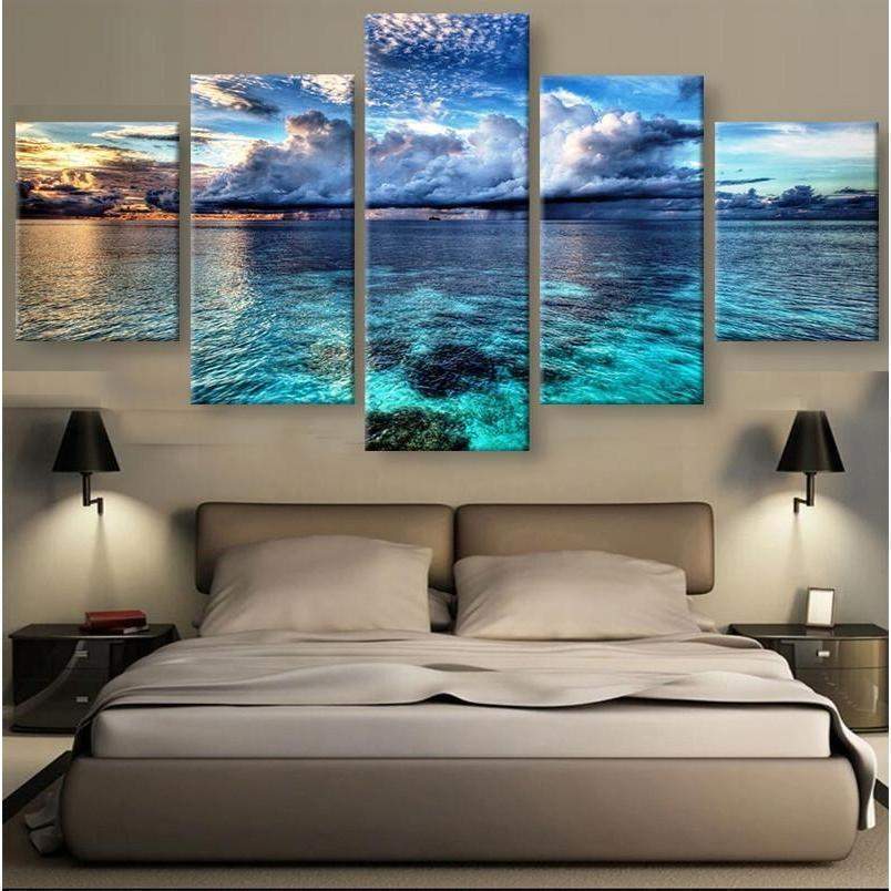 Calm Waters And Clouds 1 Nature Canvas Wall Art