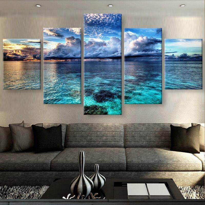 Calm Waters And Clouds 1 Nature Canvas Wall Art