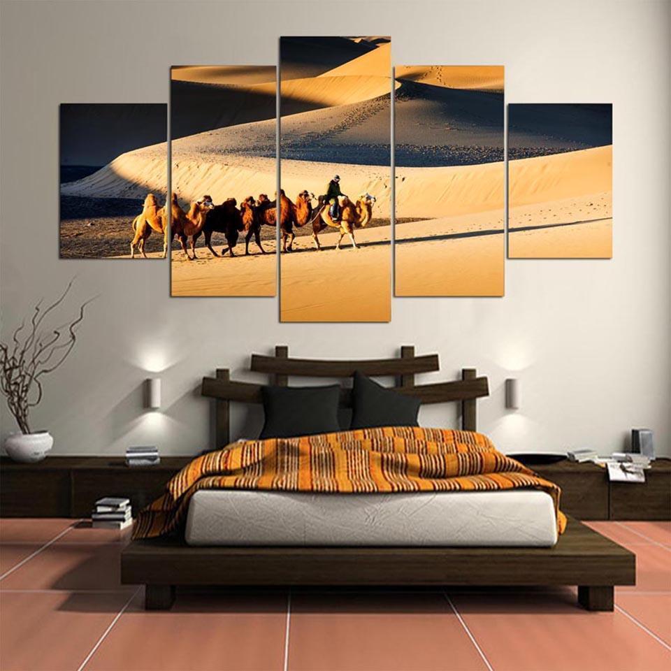 Camel Desert Landscape Nature Canvas Wall Art
