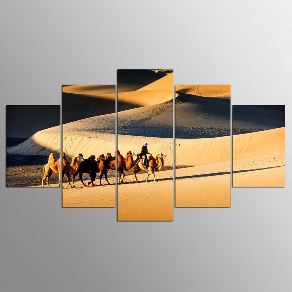 Camel Desert Landscape Nature Canvas Wall Art