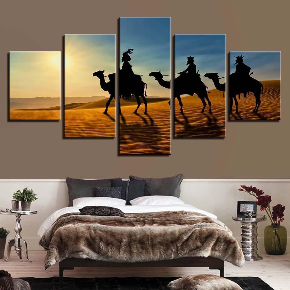 Camel Sunshine Desert Nature Canvas Wall Art