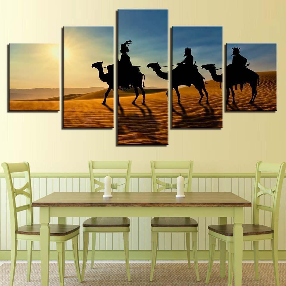 Camel Sunshine Desert Nature Canvas Wall Art