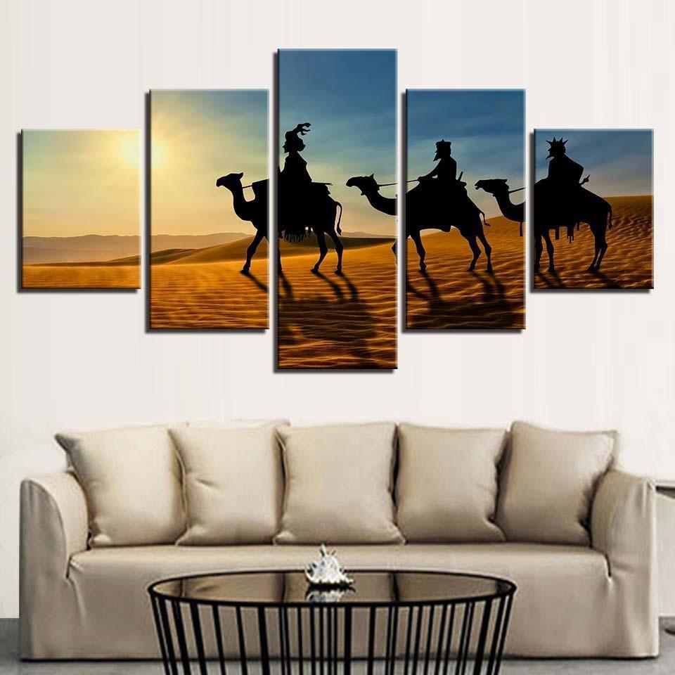 Camel Sunshine Desert Nature Canvas Wall Art