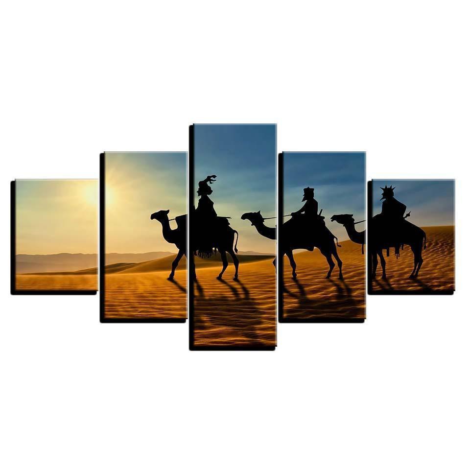 Camel Sunshine Desert Nature Canvas Wall Art