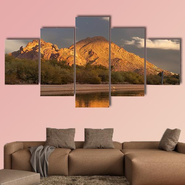 Canal Water System Through Phoenix Nature Canvas Wall Art
