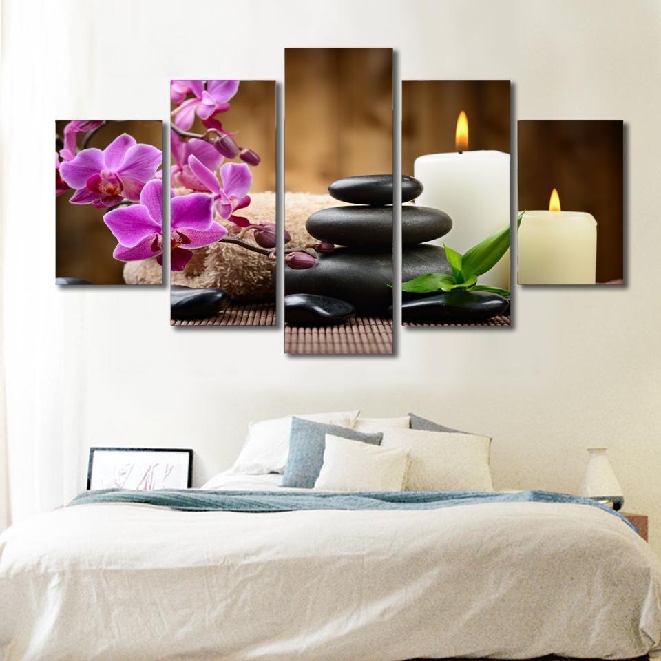 Candle Orchid Meditation Flower Canvas Wall Art