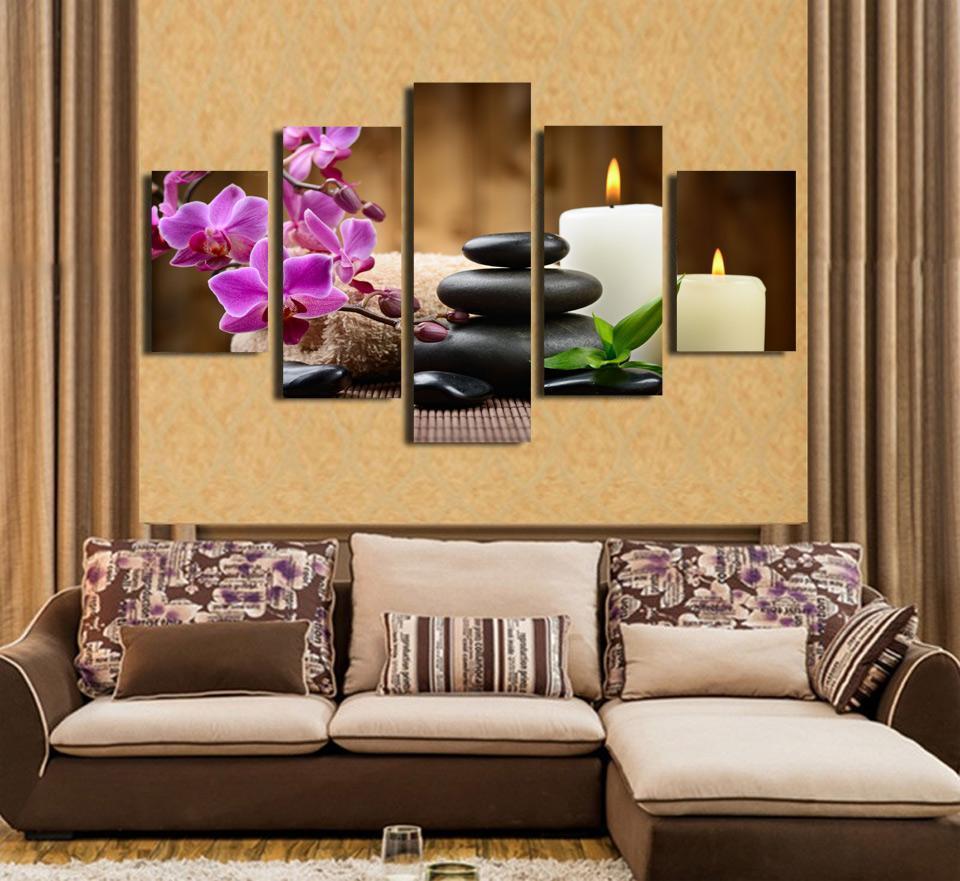 Candle Orchid Meditation Flower Canvas Wall Art
