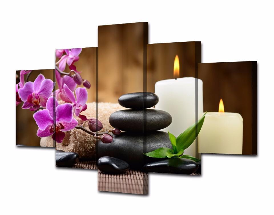 Candle Orchid Meditation Flower Canvas Wall Art