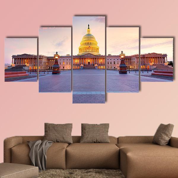 Capitol Building Washington Dc At Sunset Nature Canvas Wall Art