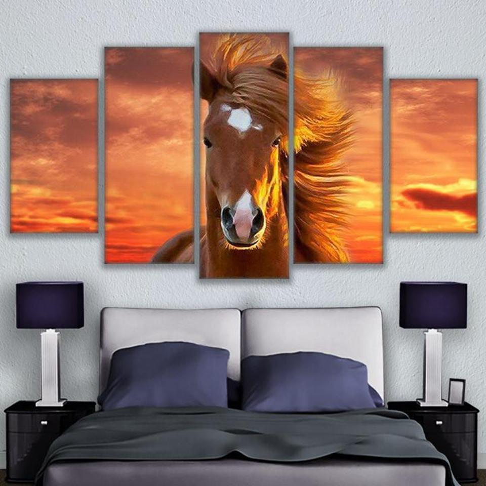 Captivating Horse Animal Sunset Animal Canvas Wall Art