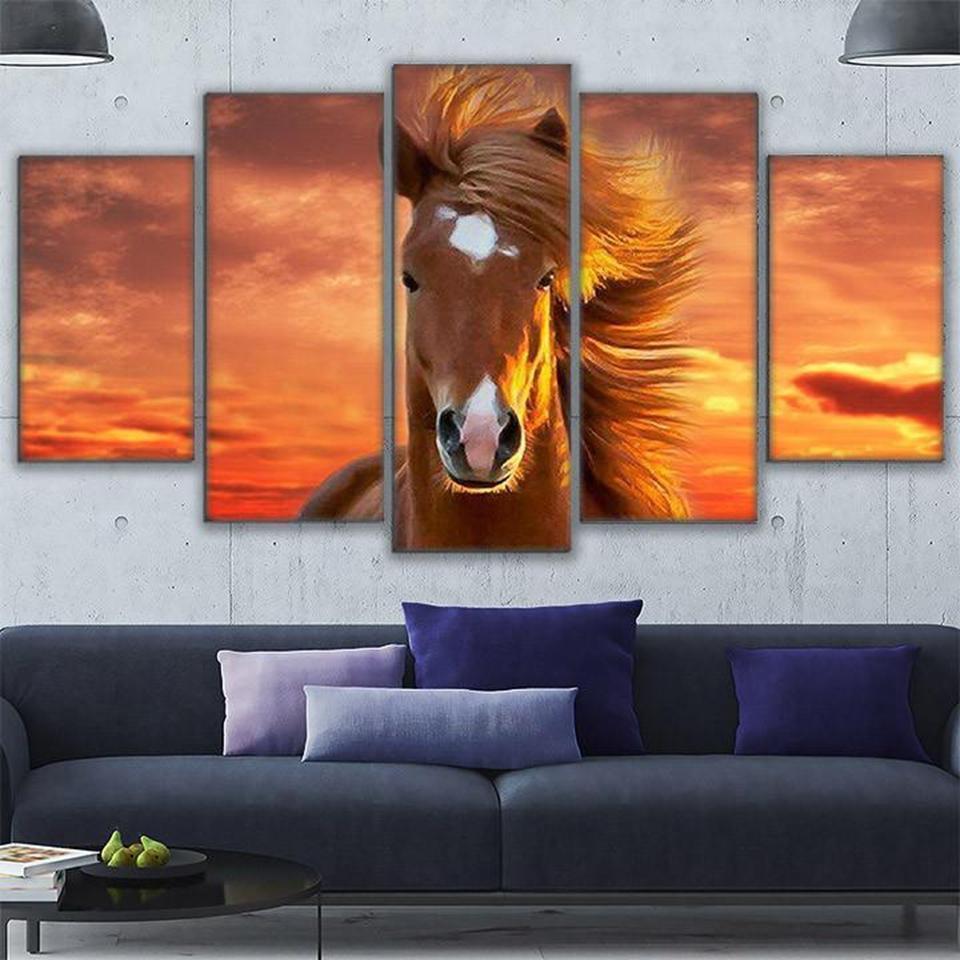 Captivating Horse Animal Sunset Animal Canvas Wall Art