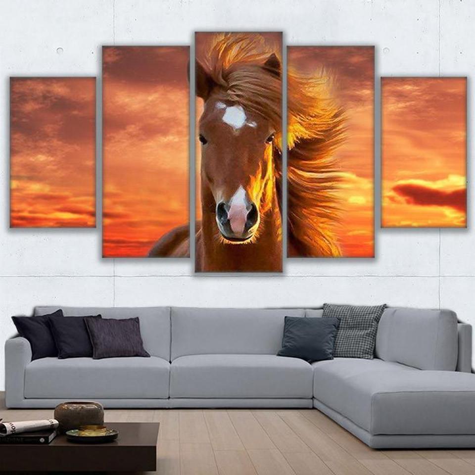 Captivating Horse Animal Sunset Animal Canvas Wall Art