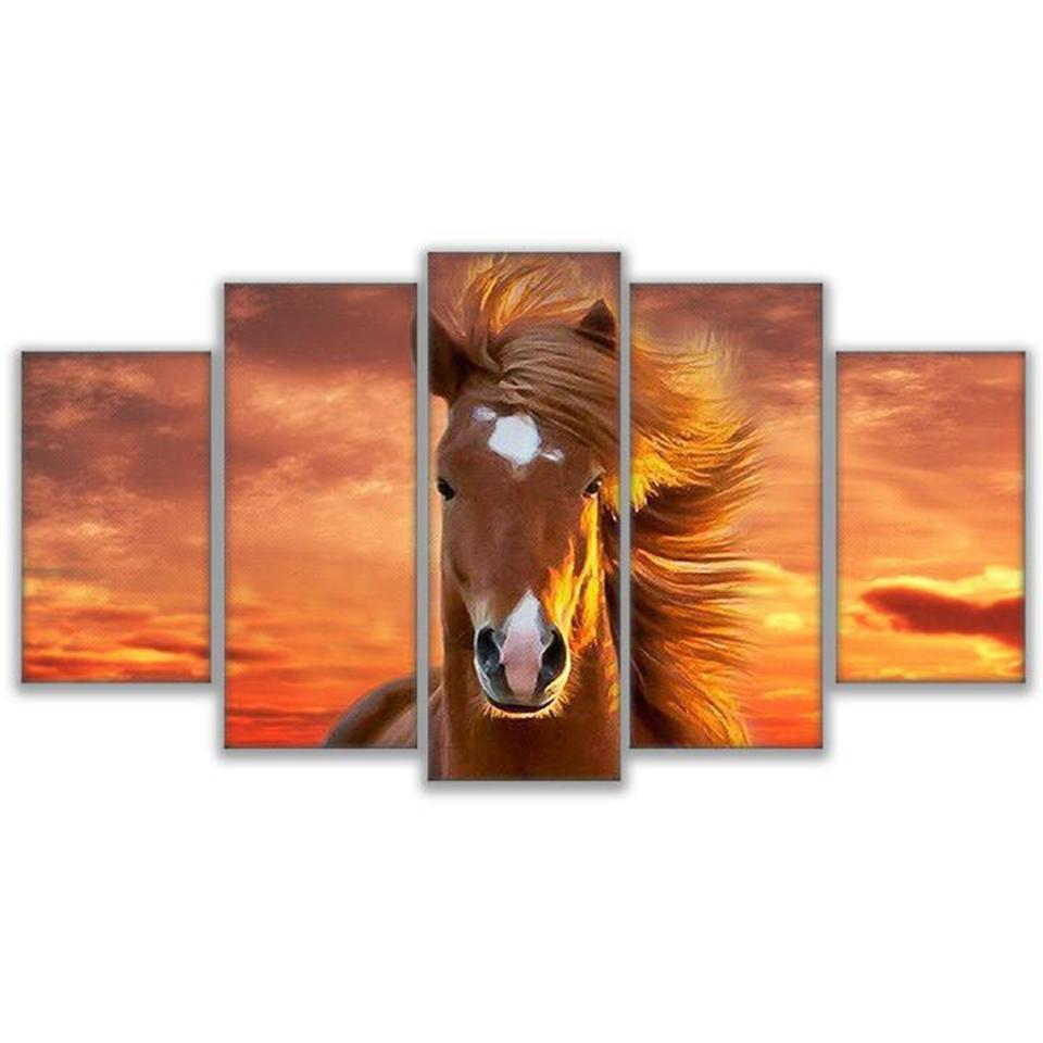 Captivating Horse Animal Sunset Animal Canvas Wall Art