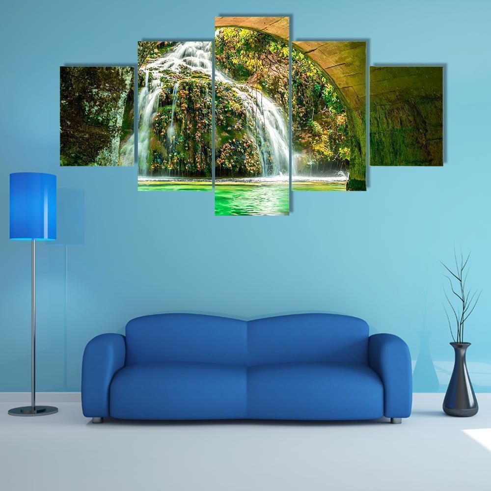 Cascade Of Orbaneja Del Castillo In Spring Nature Canvas Wall Art